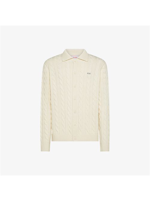 Cardigan in misto lana a trecce bianco panna SUN 68 | K45140/31